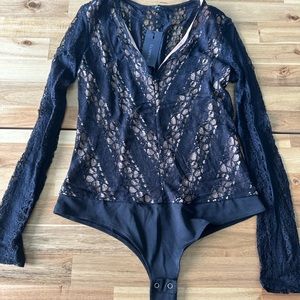 Black lace dynamite bodysuit